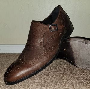 Kenneth Cole New York Leather Monk Strap Wingtip Oxford Shoes